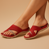 Corrective flip-flops with arch support for women.
