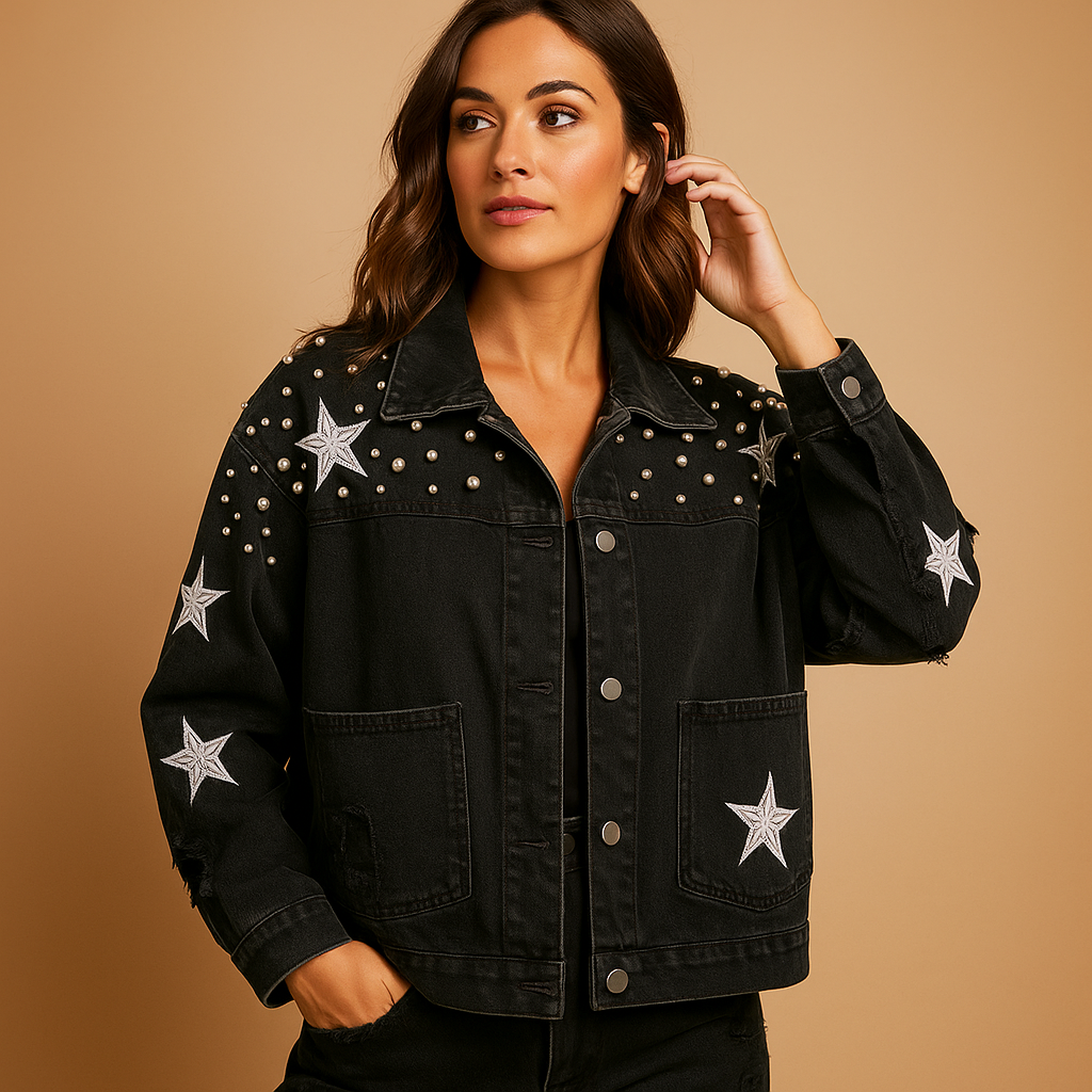 Cropped denim jacket for women