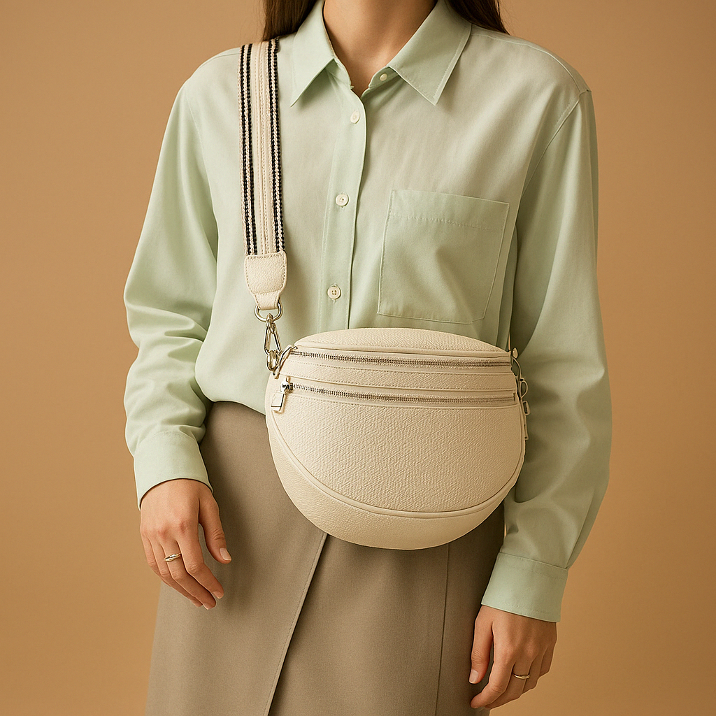 Crossbody bag with double zipper and timeless design for women.
