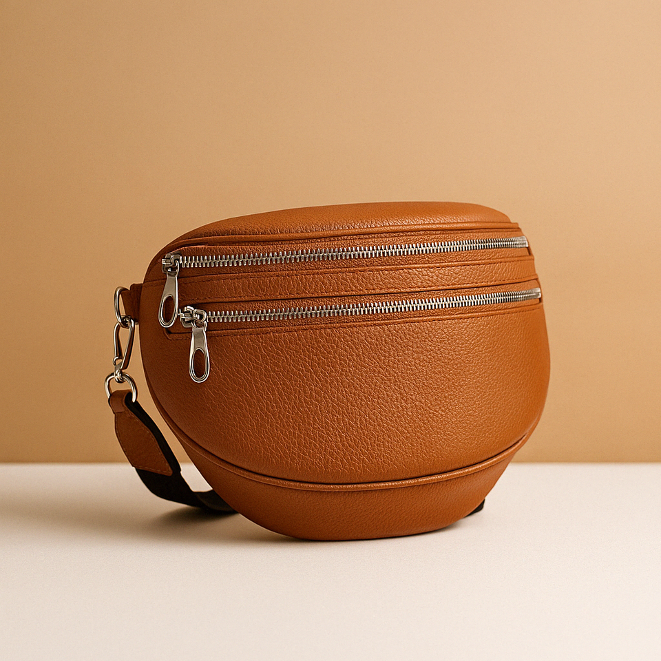 Crossbody bag with double zipper and timeless design for women.