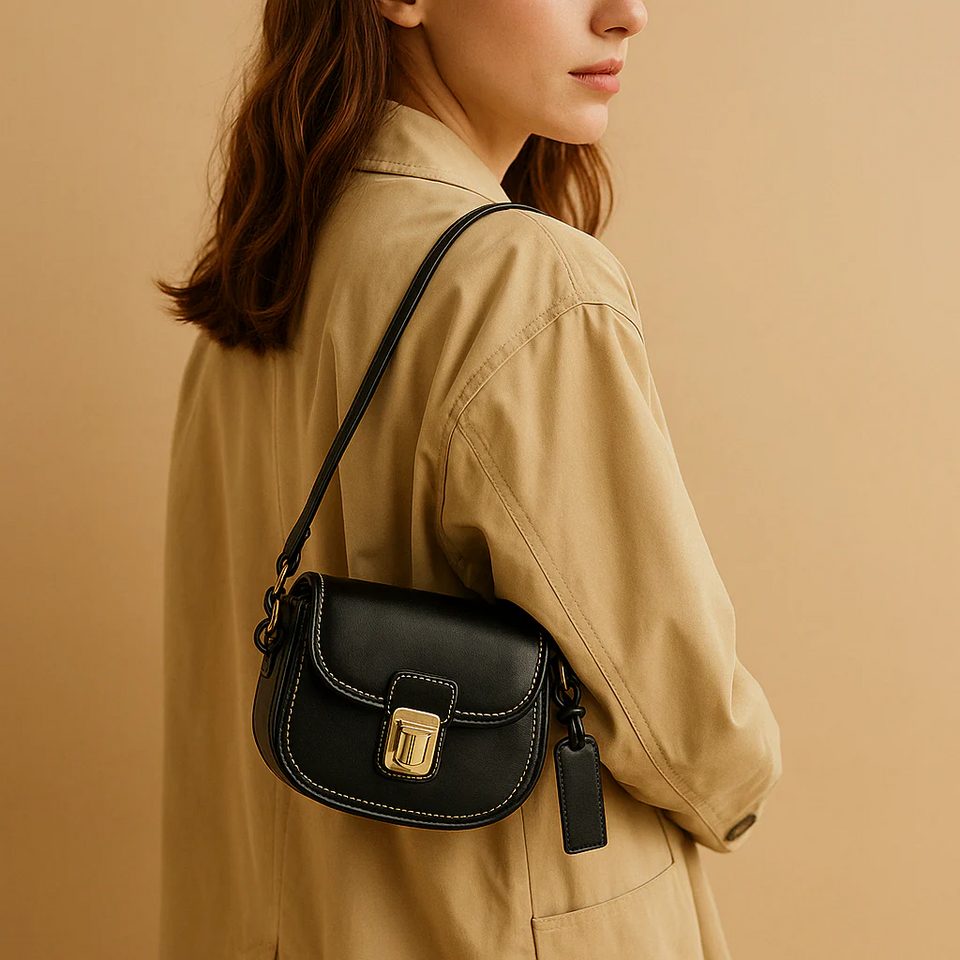 Crossbody bag with flap closure and timeless design for women.