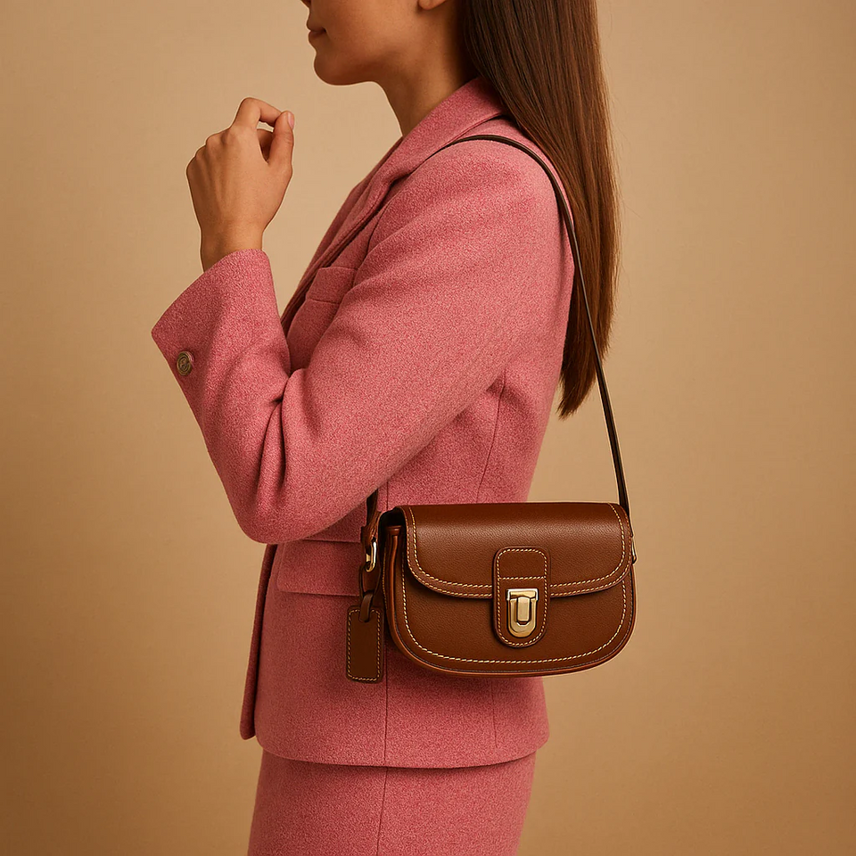 Crossbody bag with flap closure and timeless design for women.