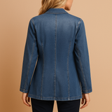 Denim blazer with a tailored fit for women.
