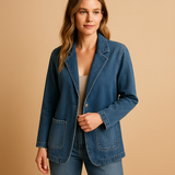 Denim blazer with a tailored fit for women.