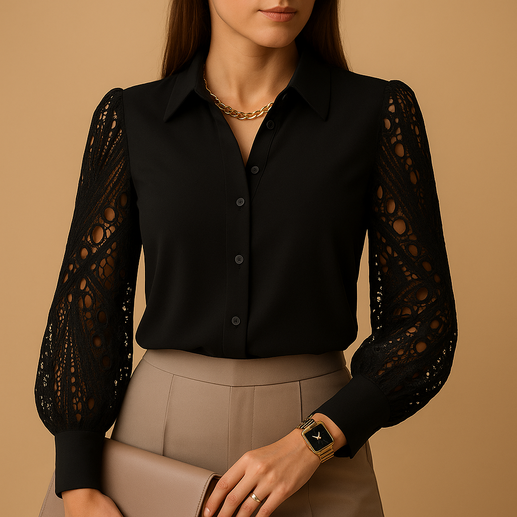 Elegant blouse with lace sleeves for women