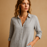 Elegant blouse with lapel collar for women