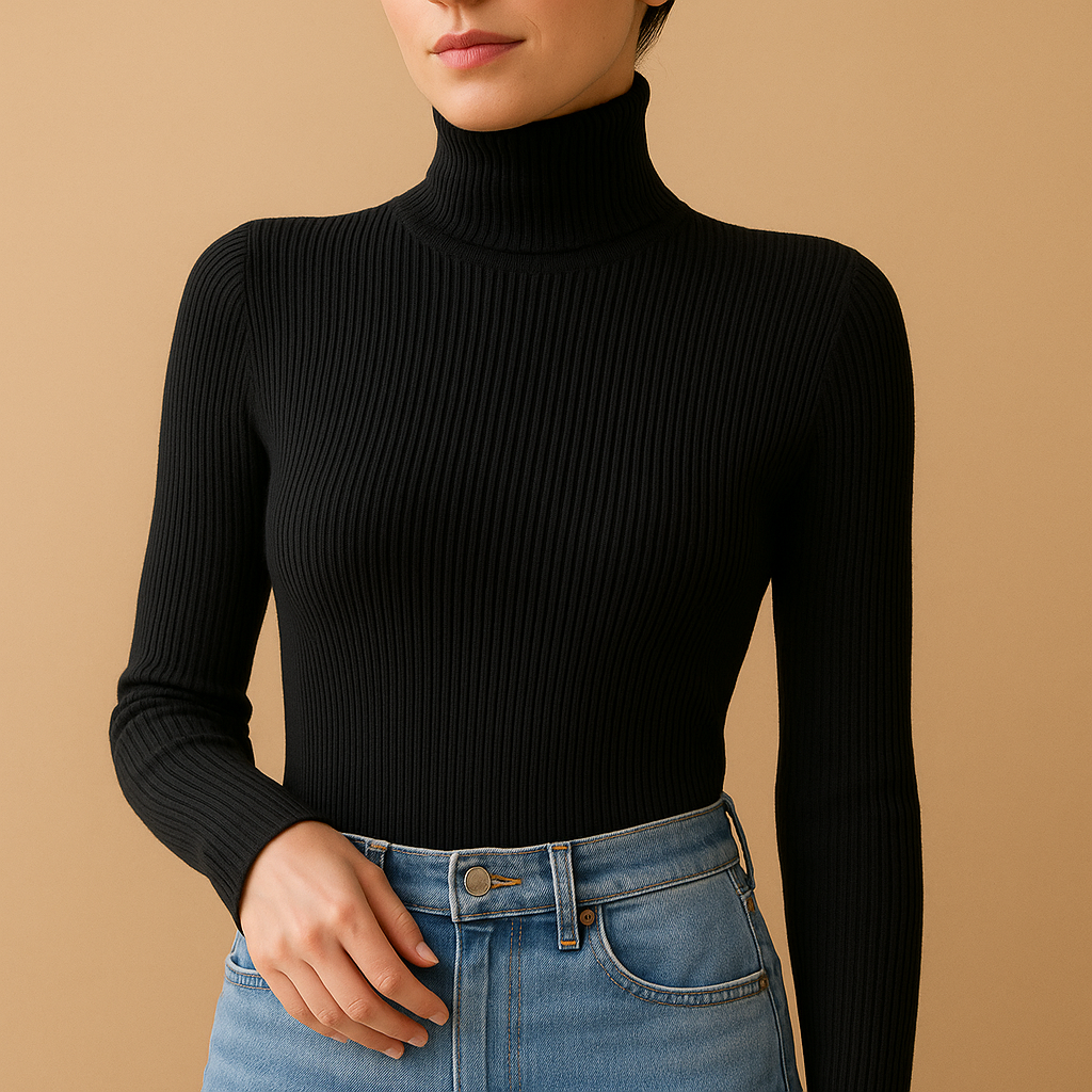 Elegant knitted turtleneck for women.