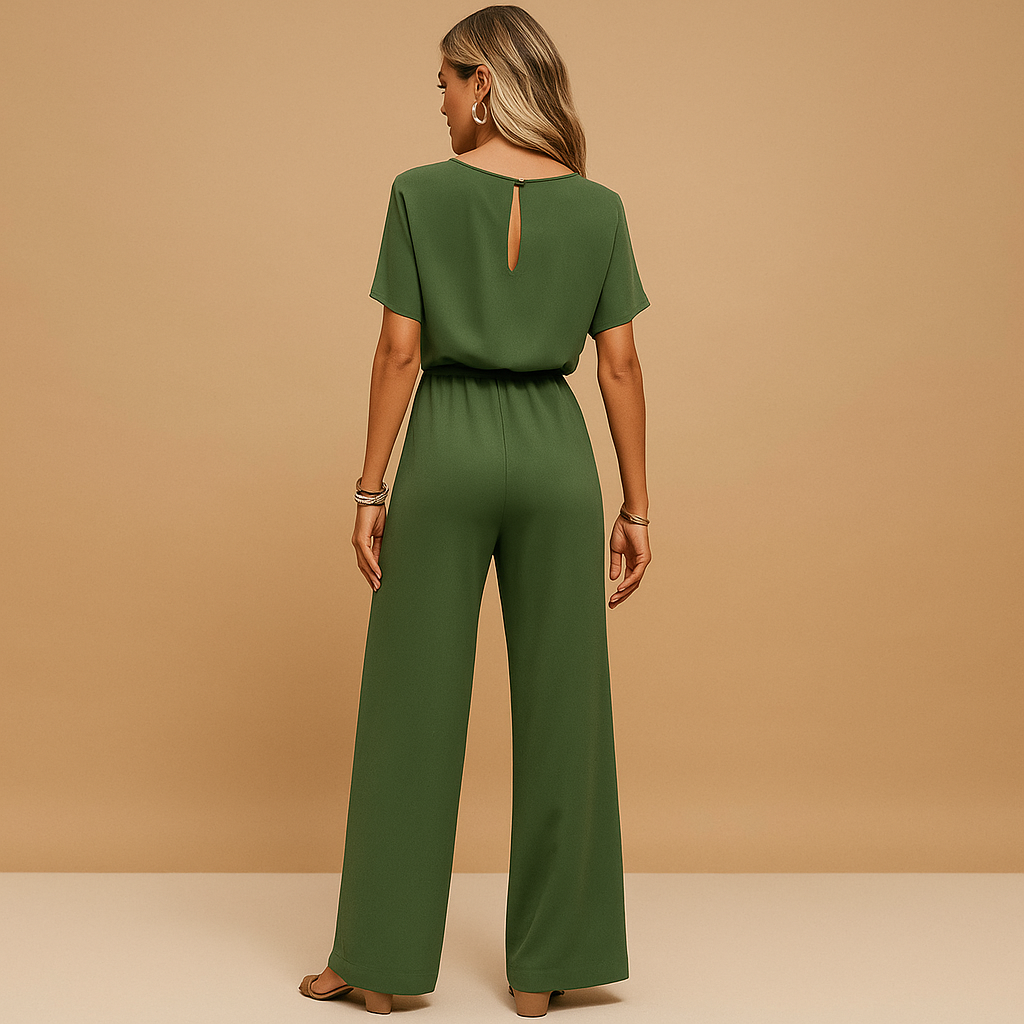 Elegant tailored jumpsuit with loose-fitting sleeves for women.