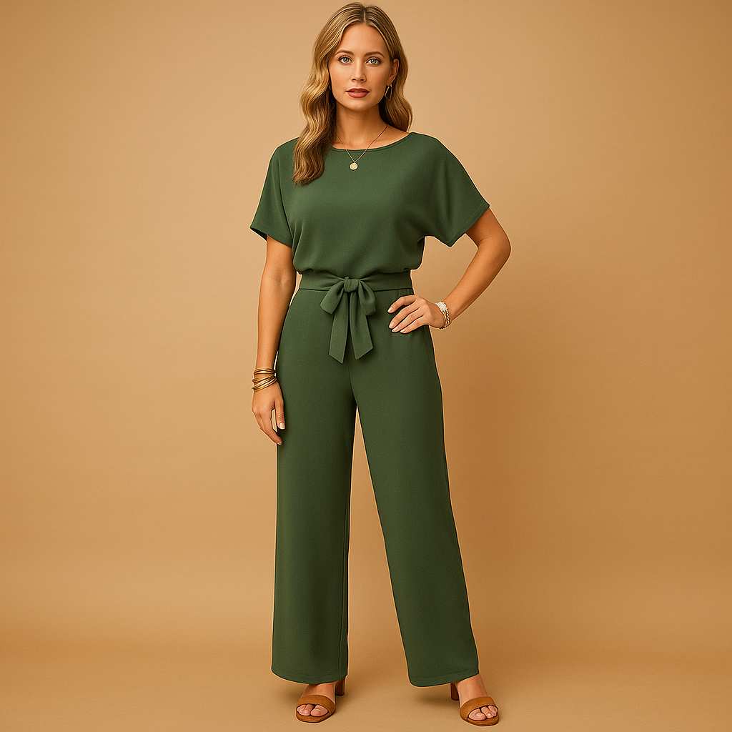 Elegant tailored jumpsuit with loose-fitting sleeves for women.