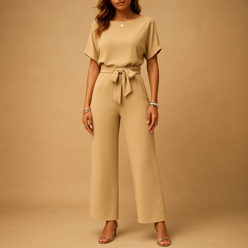 Elegant tailored jumpsuit with loose-fitting sleeves for women.