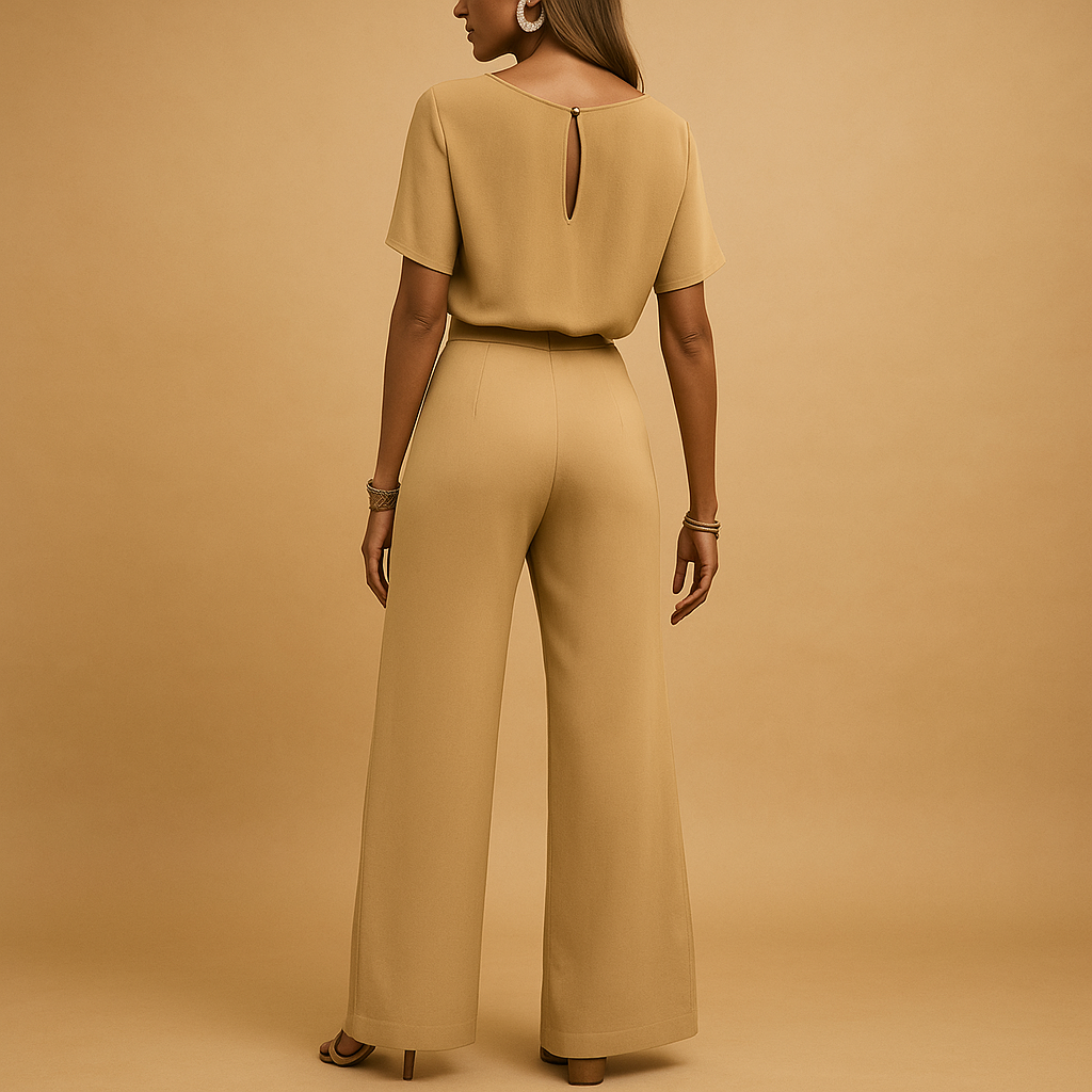 Elegant tailored jumpsuit with loose-fitting sleeves for women.