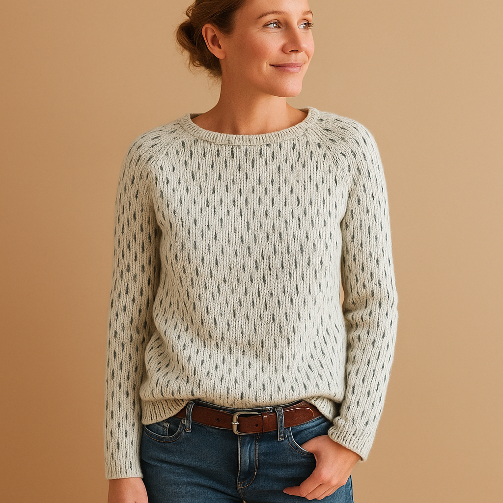 Elegant knitted winter sweater for women.
