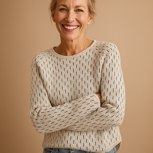 Elegant knitted winter sweater for women.