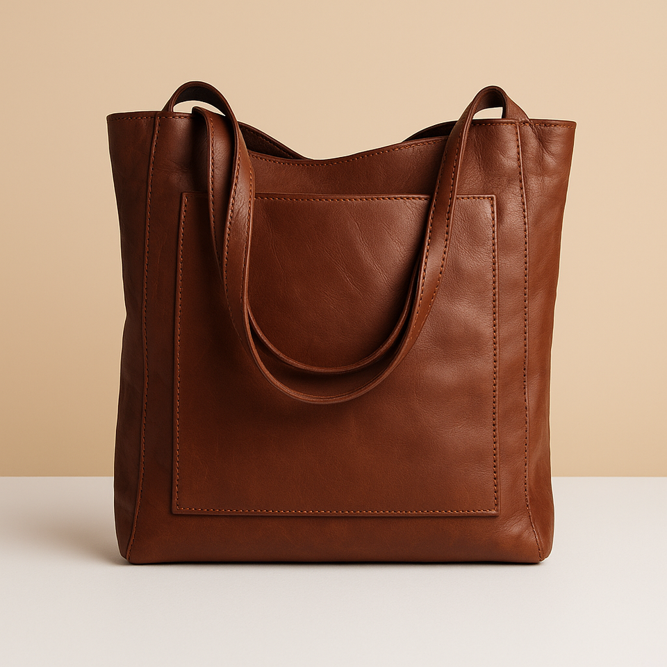 Elegant handmade faux leather shoulder bag for women.