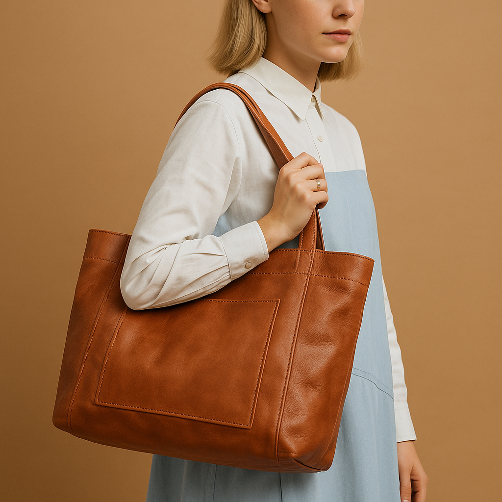 Elegant handmade faux leather shoulder bag for women.