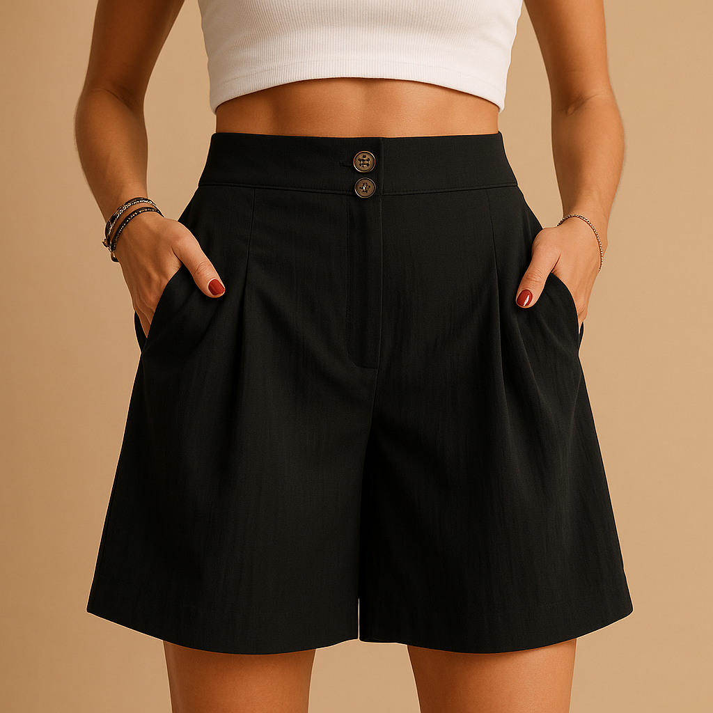Elegant shorts with button detail for women