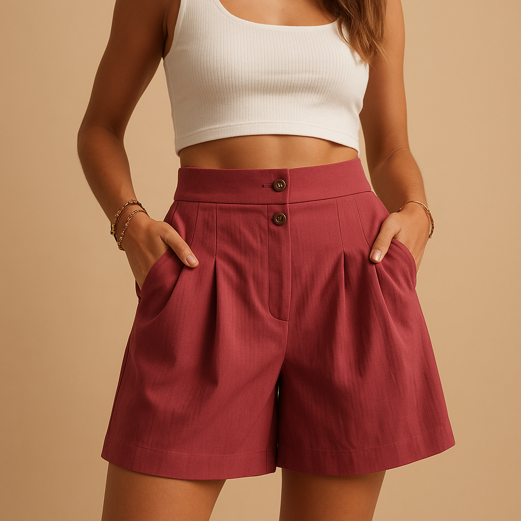 Elegant shorts with button detail for women