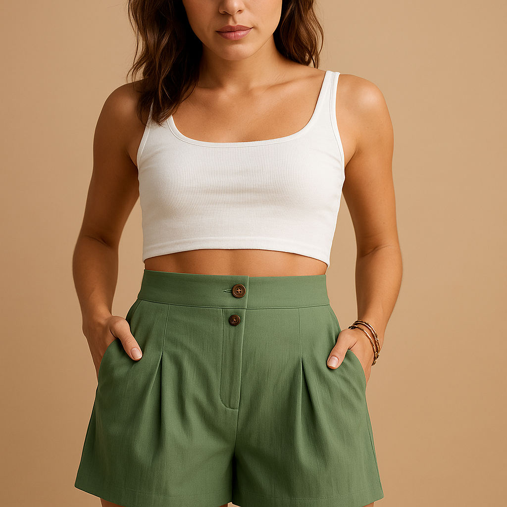 Elegant shorts with button detail for women