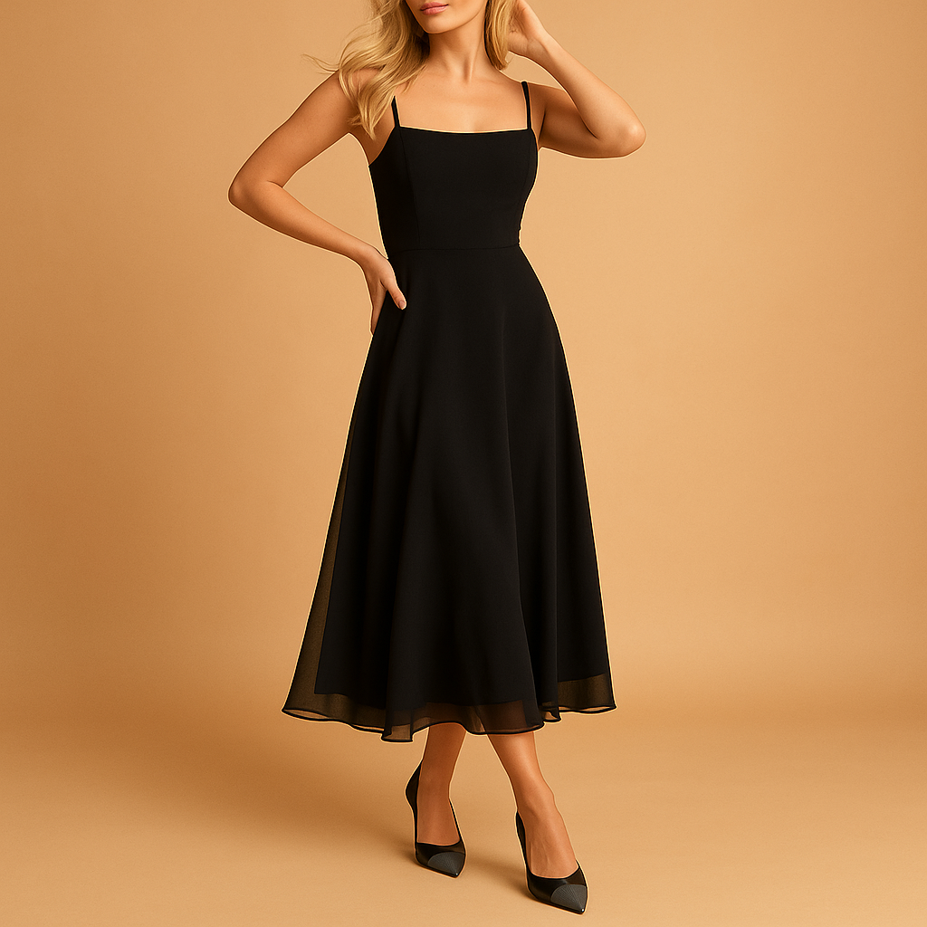 Elegant sleeveless plain dress for women.