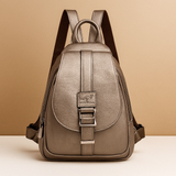 Elegant PU leather backpack with minimalist design for women.
