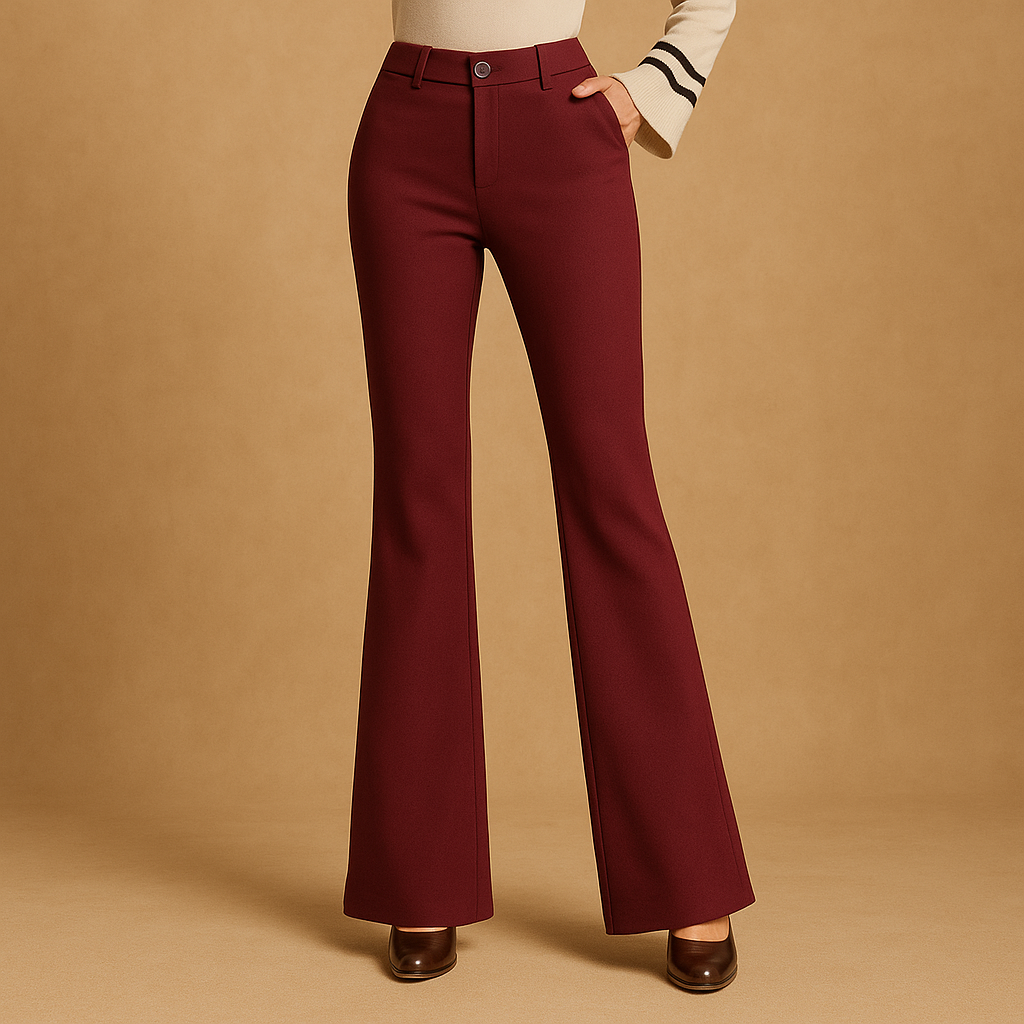High-waisted flared pants for women