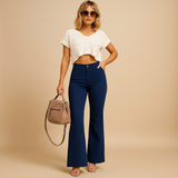 Flared corduroy pants with an elegant fit for women