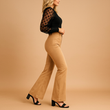 Flared corduroy pants with an elegant fit for women