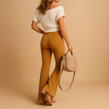Flared corduroy pants with an elegant fit for women
