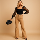 Flared corduroy pants with an elegant fit for women