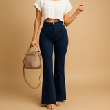 High-waisted flared corduroy pants for women