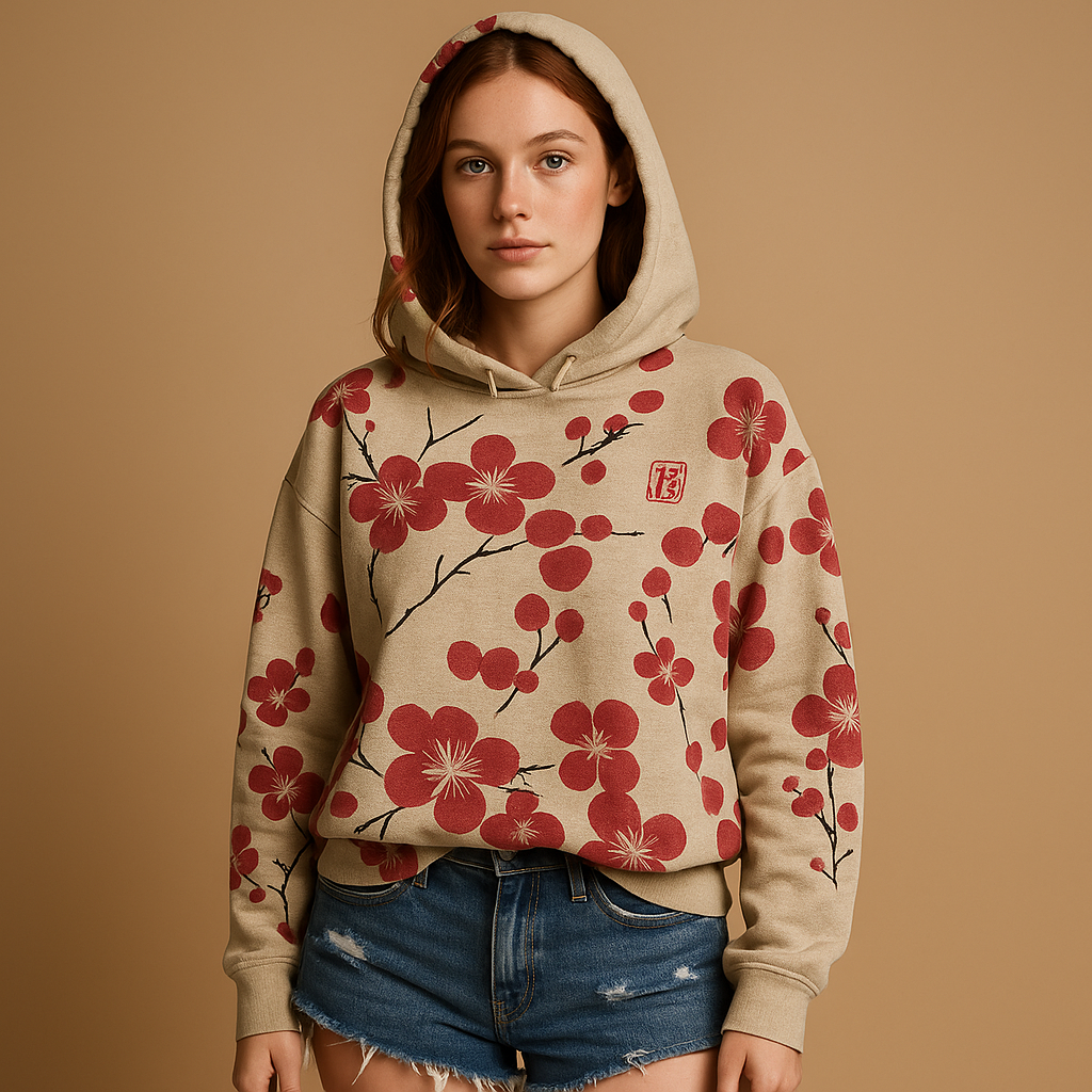Floral hoodie sweater for women.