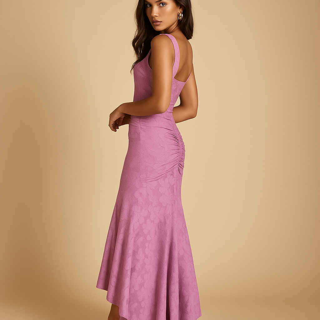 Floral midi dress with a loose fit for women.
