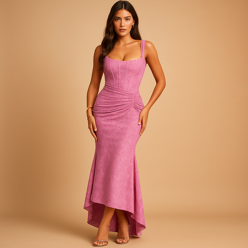 Floral midi dress with a loose fit for women.