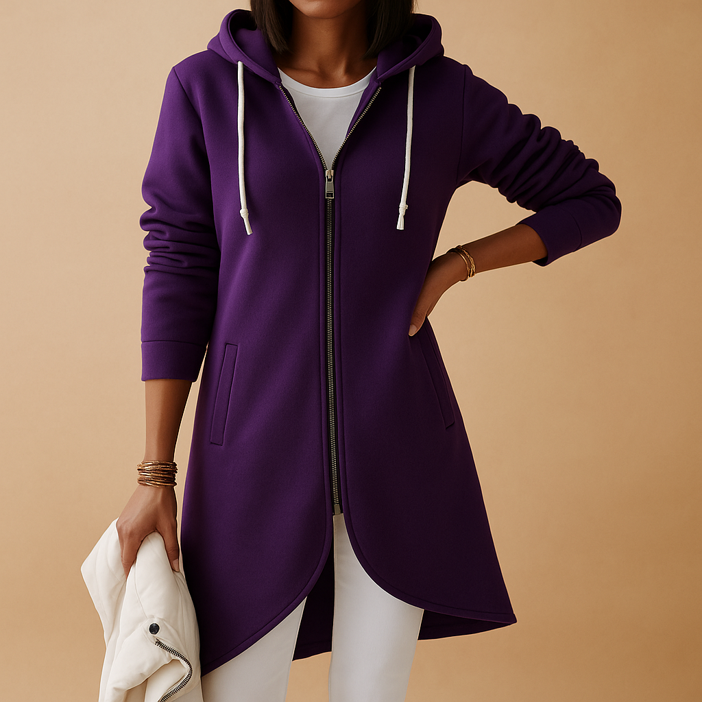 Knitted casual women's cardigan with zipper.