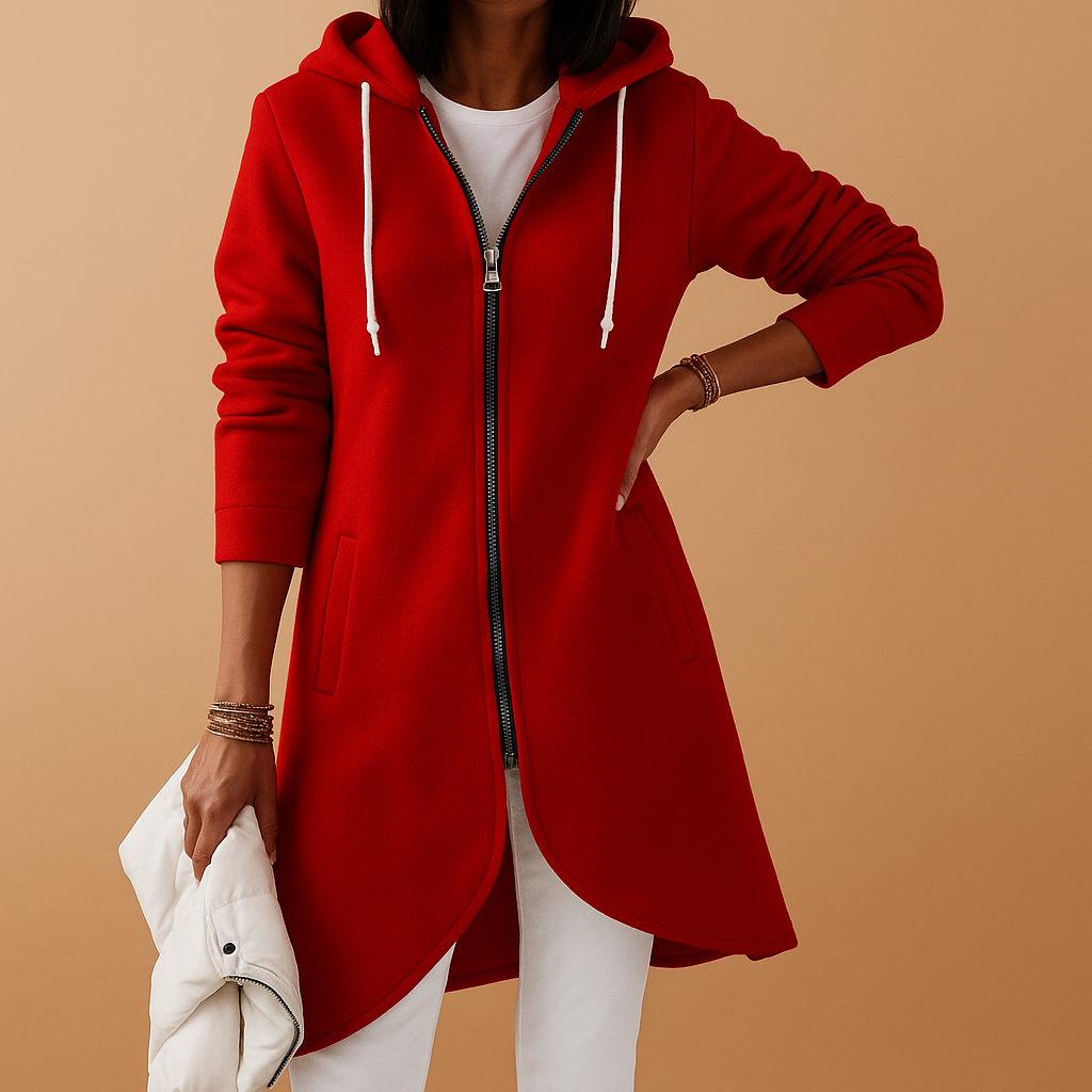 Knitted casual women's cardigan with zipper.