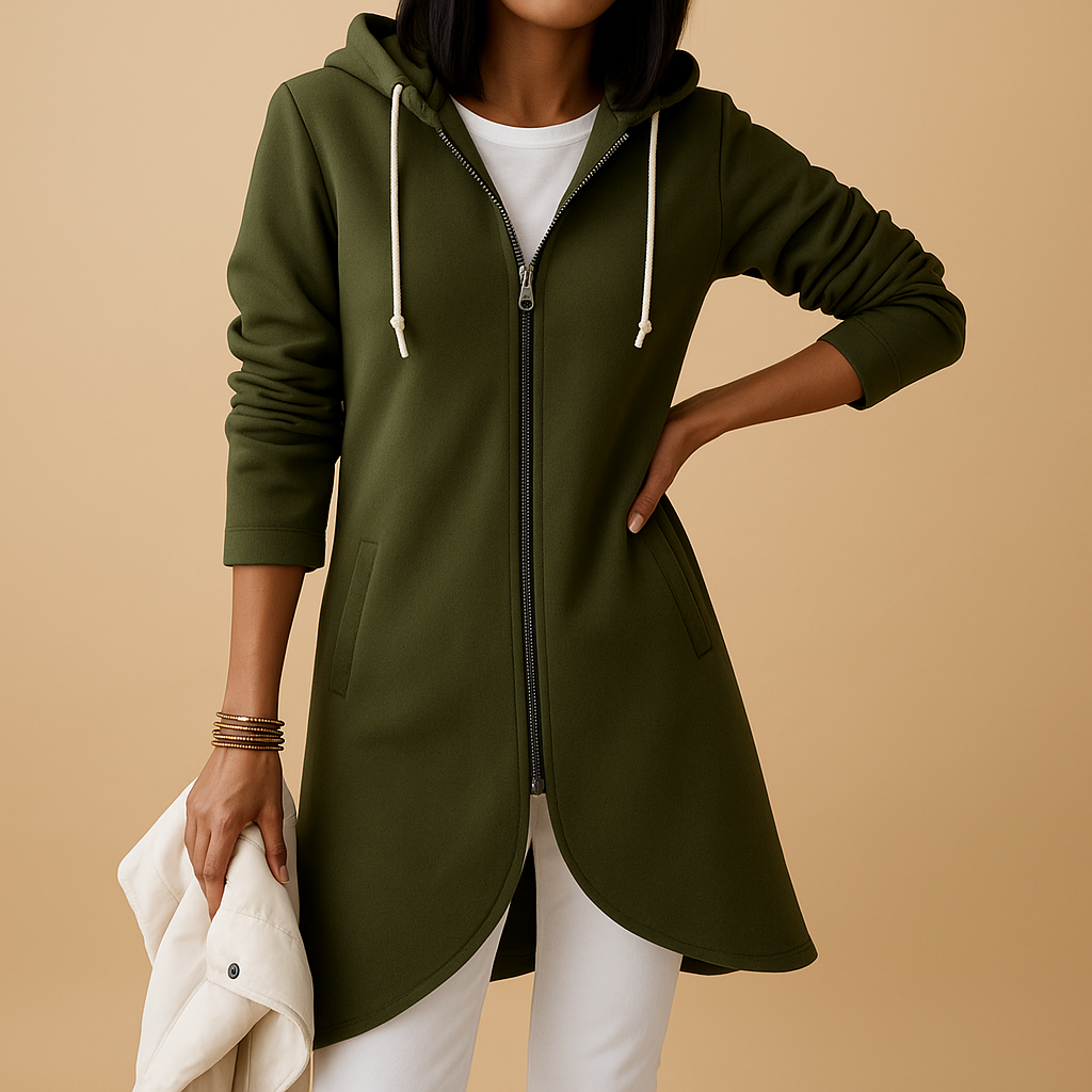 Knitted casual women's cardigan with zipper.