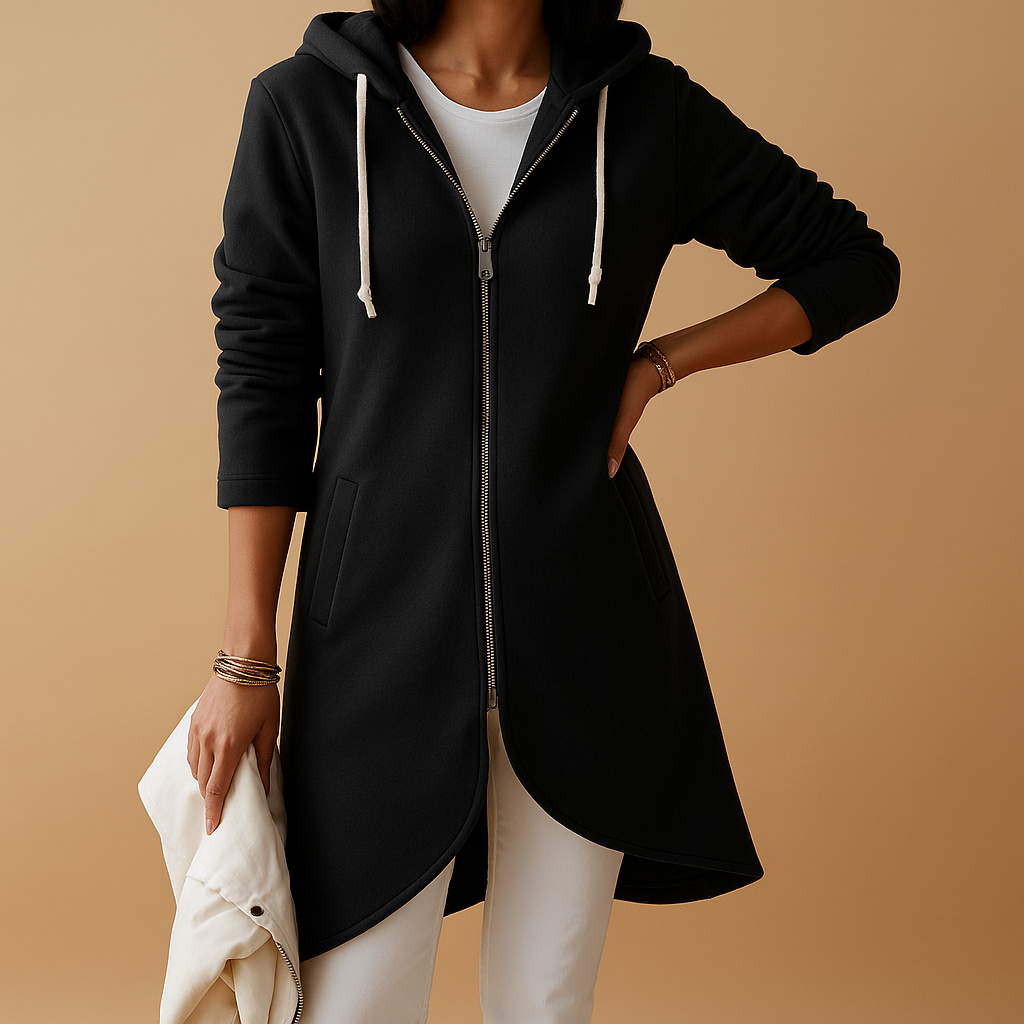 Knitted casual women's cardigan with zipper.