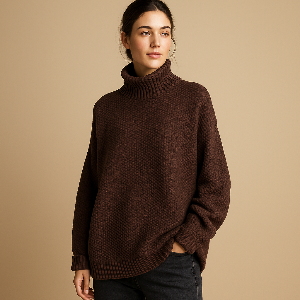 Women's knit turtleneck with timeless design.