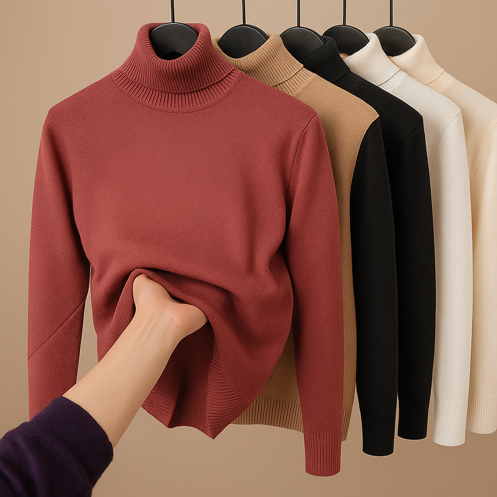 Stylish knitted women's turtleneck sweater for everyday comfort.