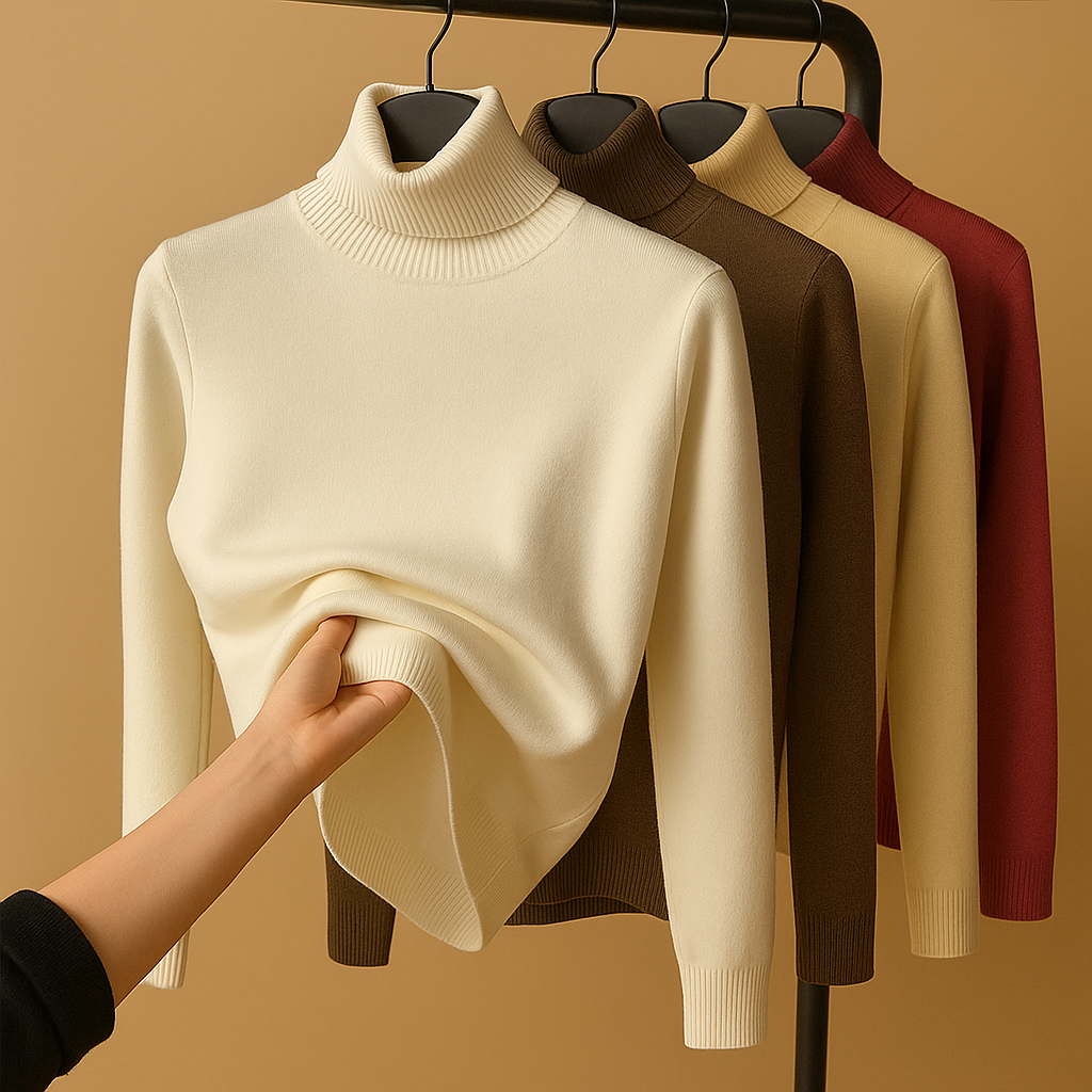 Stylish knitted women's turtleneck sweater for everyday comfort.
