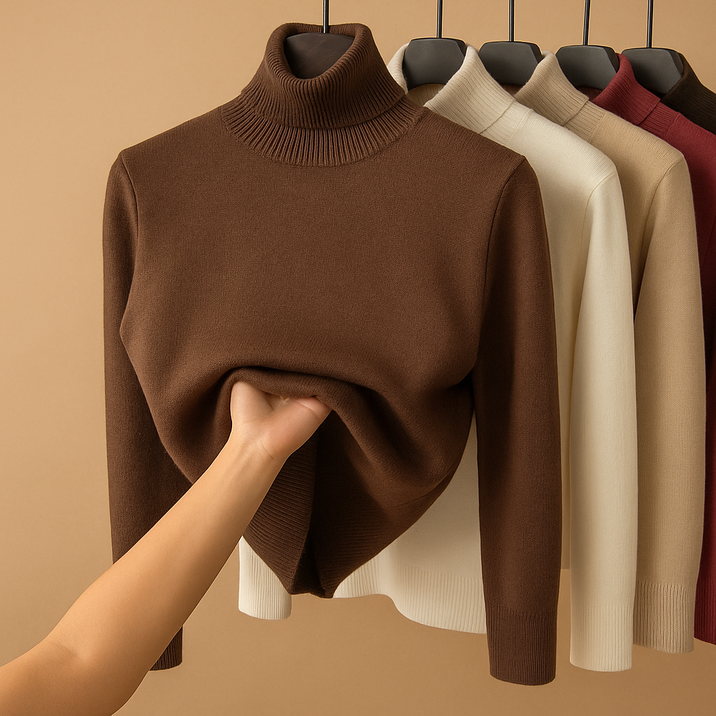 Stylish knitted women's turtleneck sweater for everyday comfort.