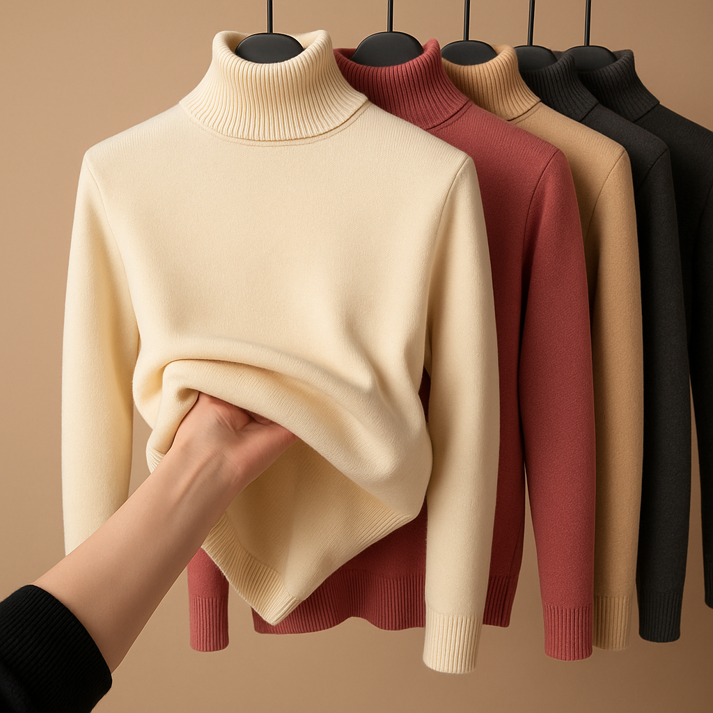 Stylish knitted women's turtleneck sweater for everyday comfort.