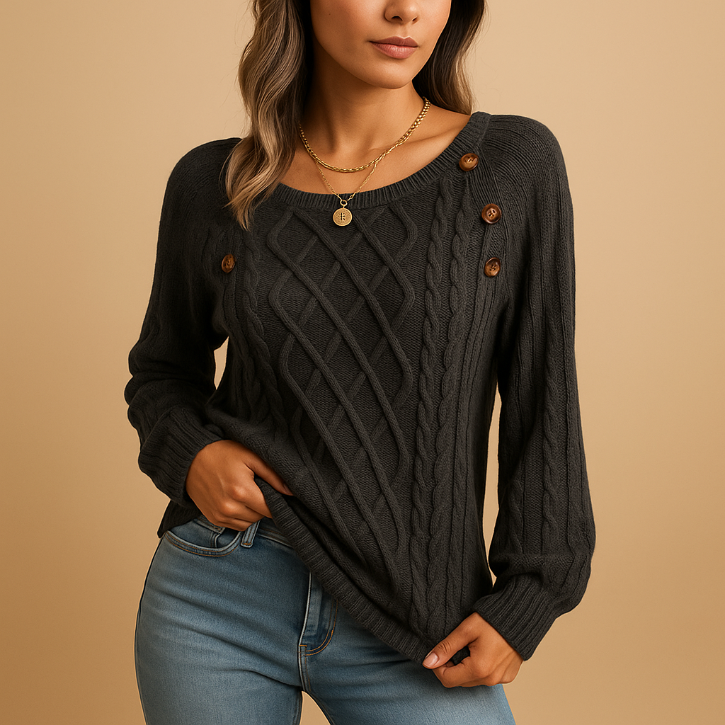 Knitted sweater with long sleeves for women.