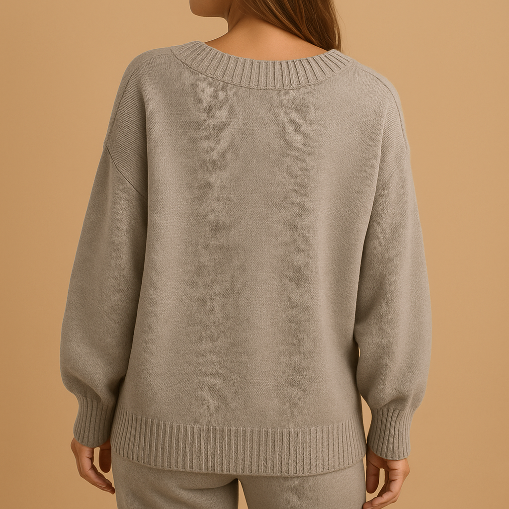 Knitted V-neck sweater for women with an elegant fit.