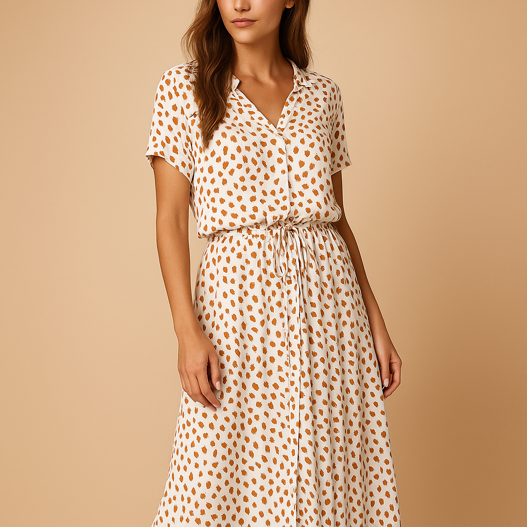 Dotted cotton blend midi dress for women.