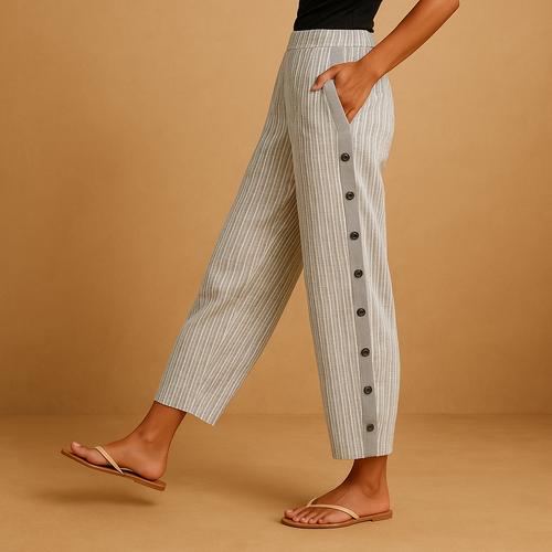 High-waisted striped chic pants for women