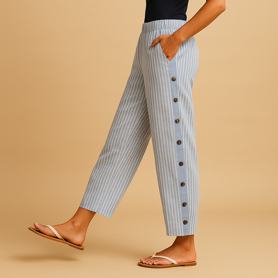 High-waisted striped chic pants for women