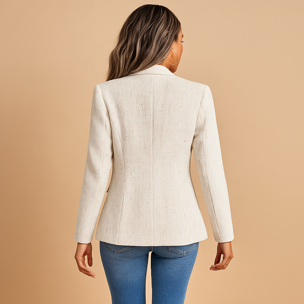 Fitted blazer with lapel collar for women.