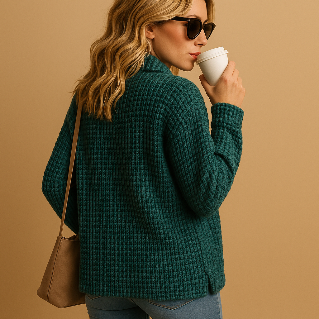 Fitted knit sweater for women.