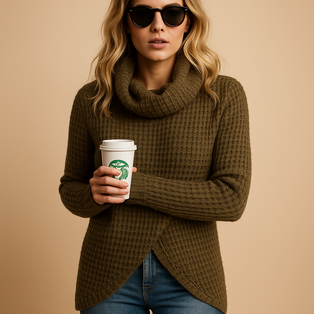 Fitted knit sweater for women.